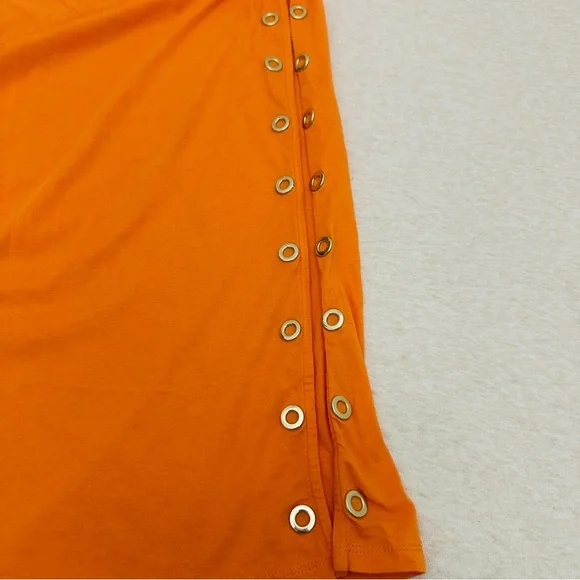 MICHAEL Michael Kors Women’s Orange Cotton Short Sleeves Maxi Dress Size L - Picture 7 of 13